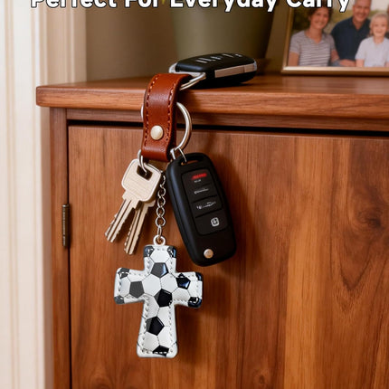 Pocket Blessing Cross Keychain, Acrylic Football Christian Key Ring, Faith Gift for Athletes and Teens