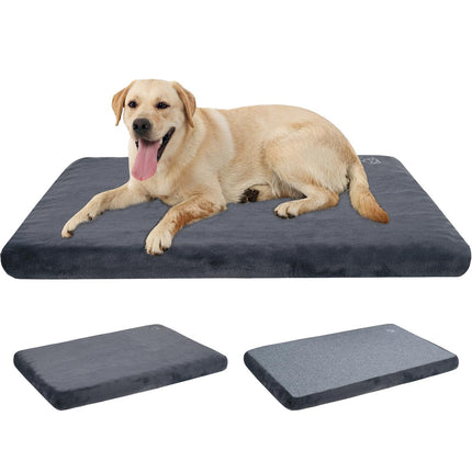 Tapete para cama de perro, colchón para jaula, ultra suave para perrera, gris, grande