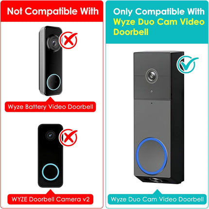 Anti-Theft Video Doorbell Mount for Wyze Duo Cam Doorbell Only, No-Drill Doorbell Camera Mount for Wyze DoorBell Camera, Apartment Door Camera Mount for Home Rentals Room