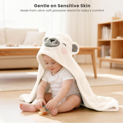 Konssy 2-Pack Hooded Baby Towels, 32" × 32" Soft & Absorbent Plush Fleece, Cute Animal Hood, Baby Bath Towels for Newborns & Toddlers, Boys & Girls