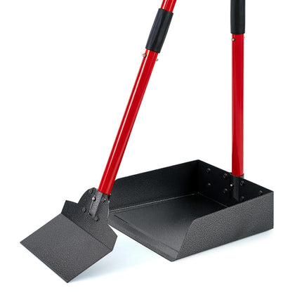 Dog Pooper Scooper,Tray and Spade Set Poop Scooper for Dogs, Adjustable Long Handle Metal Pooper Scooper with Bin for Pet Waste Removal, No Bending Clean Up for Medium and Large Dogs