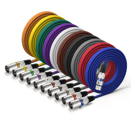 XLR Cable 15ft 4 Pack - 3 Pin Balanced Male to Female Mic Cable