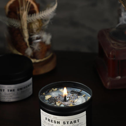 Crystal Candles, Healing Magic Candles, Mind-Body Meditation, Gifts to Encourage Women, New Job Gifts.(Fresh Start)