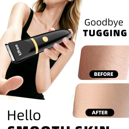 Ufree Bikini Trimmer Electric Razors for Women, Rechargeable Pubic Body Hair Trimmer Electric Shaver for Legs Body Hair, Bikini Shaver IPX7 Waterproof, Gifts for Women, Black