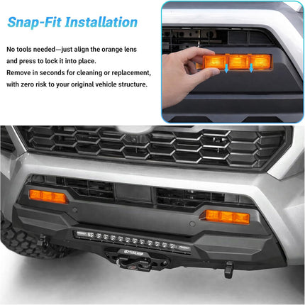 Fog Light Acrylic Lens Compatible with 2024-2026 Toyota Tacoma 4TH Gen Accessories, Clip in Front Fog Lamp Amber Translucent Lenses (Amber Lenses)