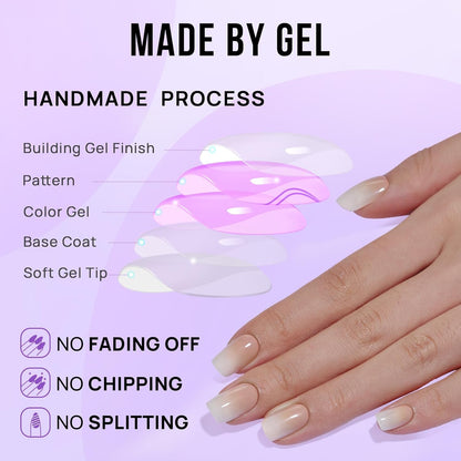 Square Ombre Soft Gel Press-On Nails - Vanilla Cream - photo 5