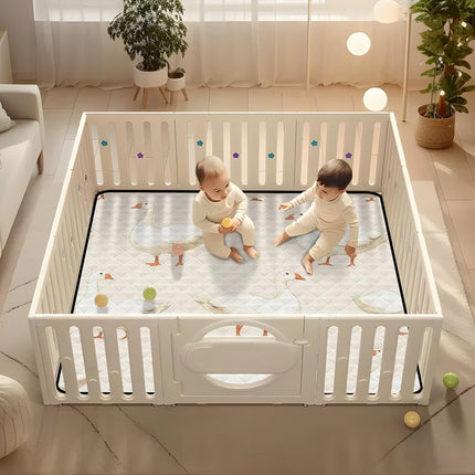 Qilmy White Geese Baby Gyms Play Mat for Floor, Waterproof Soft Crawling Mat with Non-Slip Bottom, Lightweight Foldable Picnic Camping Mat for Infants, Toddlers, 50x50in