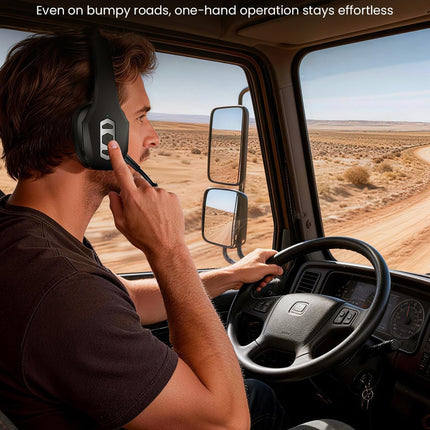 Trucker Bluetooth Headset with Charging Base, Wireless Hands-Free Headset with Noise Canceling Mic & Mute Button, 56Hrs Working Time PC Headsets for Cell Phones, Computer, Truck Driver
