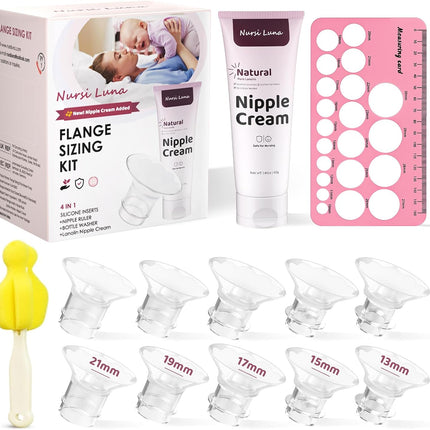 Flange Sizing Kit 3 in 1 with 10PCS Flange Inserts 13/15/17/19/21mm, Silicone Flanges Insert Kit for 24mm Flange/Shield, Pumping Essentials Kit for Moms