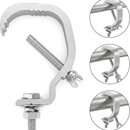10 Pack Truss C Clamps, Aluminum Alloy Stage Light Clamp Hook, 55LB Load Capacity C-Clamp Fits 30-50mm OD Tube/Pipe, for DJ Par Lights, Spot Lights & Stage Lighting