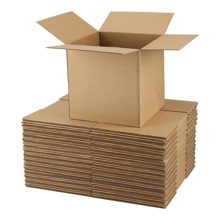 12x12x12 Shipping Boxes 10 Pack, Brown Corrugated Cardboard Boxes with Side-Lock and Pre-Applied Double-Sided Tape, Easy Assemble Packing Mailer Boxes for Small Business Shipping