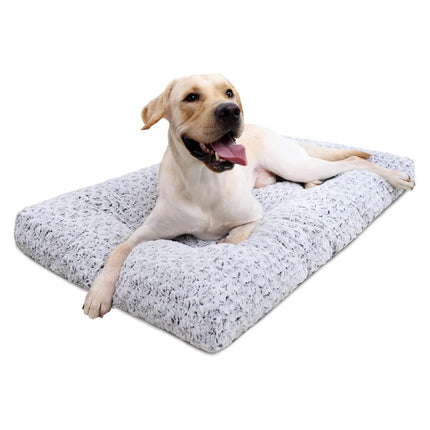 Cama para perros lavable tamaño grande para jaula, almohadilla plush 41"x27" gris