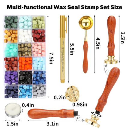 M Wax Seal Stamp Kit, TEKGERLU 360 PCS 18 Colors Wax Beads, Copper M Letter Stamp with Solid Wood Handle, Full Tools for Wedding Invitations, Envelope Sealing