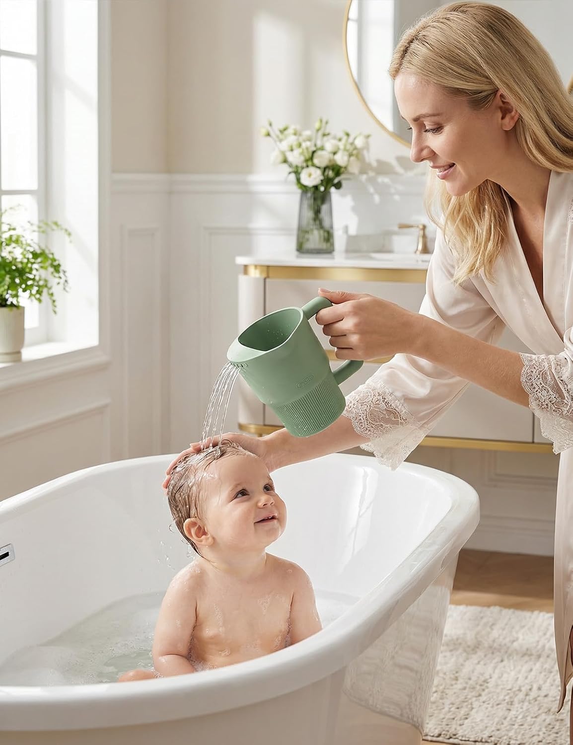 Silicone Baby Bath Rinse Cup - Shampoo & Body Washing Rinser for Kids & Toddlers, Lightweight Bath Cups - photo 4