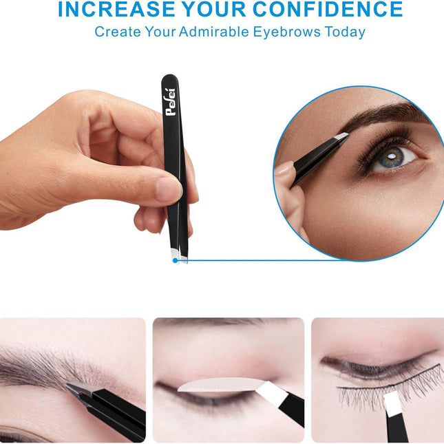 Tweezers Set - Professional Stainless Steel Tweezers for Eyebrows - Great Precision for Facial Hair - photo 2