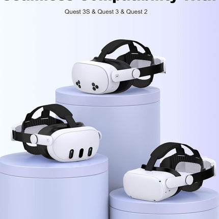 Head Strap for Quest 3S/ Quest 3/Quest 2, Elite Strap Replacement Enhanced Support Comfort, VR Headset Accessories Compatible with Oculus Meta Quest 3 Headstrap Reduce Facial Stress- MV1000