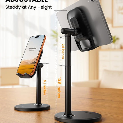 Lamicall Cell Phone Stand for Desk - [Height Angle] Adjustable Sturdy Desktop Phone Holder, Office Gift Accessories, PC Gaming Essentials for iPhone 17 16 15 14 13 Pro Max, iPad Tablet Switch, 4-10"
