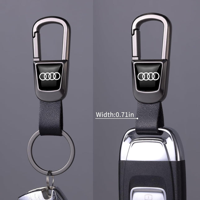 Black Braided Leather Car Keychain Key Ring