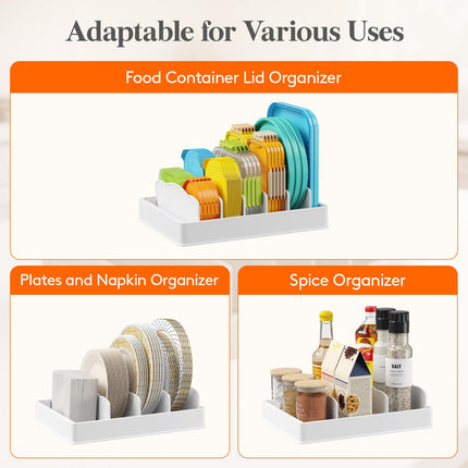 Kitchen Cabinet Organizer for Food Contanier Lid with 7 Sections