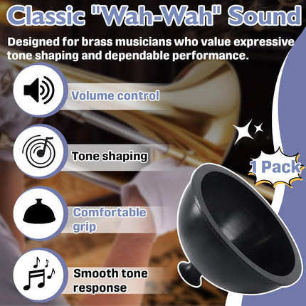 Trumpet Plunger Mute Comaptible with Mutec MHT160, Rubber Wah-Wah Plunger Mute for Bb & C Trumpet and Trombone, Classic Jazz Sound, Lightweight Durable Design