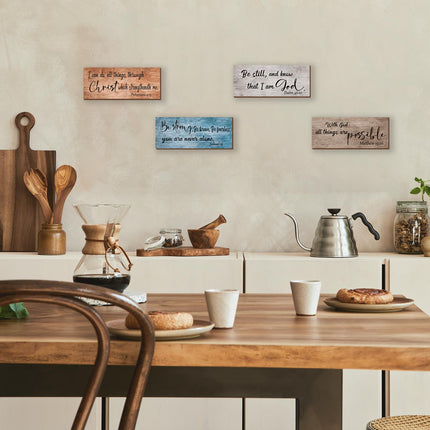 4 Pieces Bible Verses Wall Decor Rustic Wooden Christian Signs Farmhouse Religious Decor for Home Prayer - photo 6