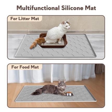 Tapete de silicona para arena de gato grande 40" X 28", fácil de limpiar, gris