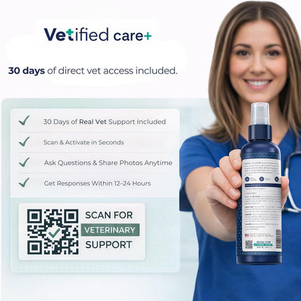 Yeast Dermatitis Spray for Dogs | Veterinary Strength Yeast Infection Treatment for Dogs, Paws and Ears | Topical Anti Yeast Care (+ 30 Day Vet Access) | 8 fl oz | NDC 86247-001-08