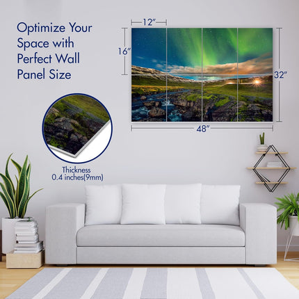 PINWELIFE® Wall Art Acoustic Panels, Sound Proof Absorbing Panels for Home/Office, Decorative Absorbing Dampening, Noise and Echo Cancelling (48"x32", Northern Lights)