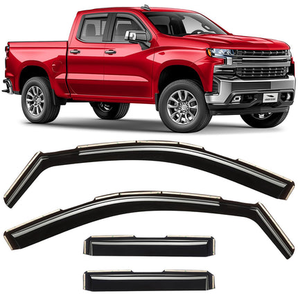 in-Channel Extra Durable Rain Guards for Chevy Silverado/GMC Sierra 1500 2019-2026 Crew Cab,Window Deflectors,Vent Visors,4pcs - 220089