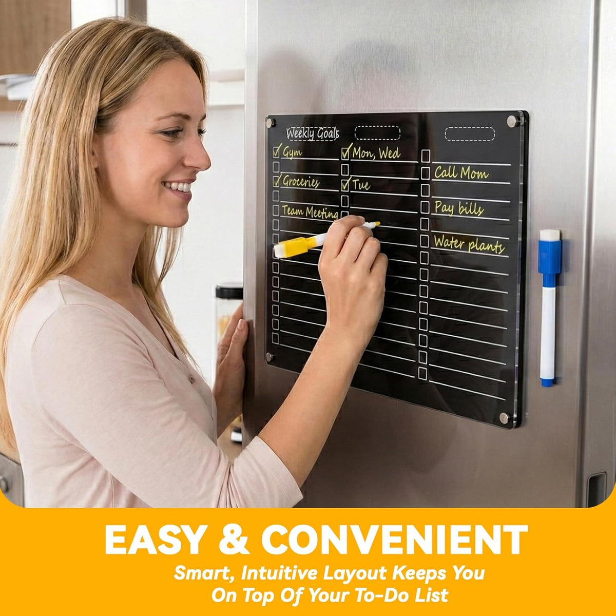 Acrylic Magnetic Dry Erase Board for Fridge - 12"x10"Magnetic - photo 4