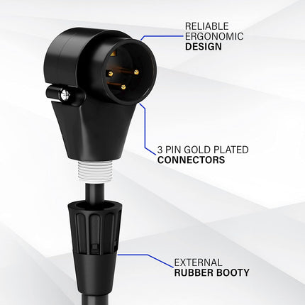 LyxPro 1.5 Feet Right Angle XLR Male to Female 3 Pin Mic Cord for Powered Speakers Audio Interface Professional Pro Audio Performance Camcorders DSLR Video Cameras and Recording Devices - Black