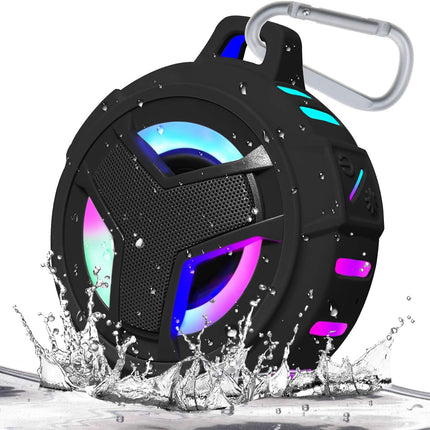 EBODA Bluetooth Shower Speaker, Portable Bluetooth Speakers, IP67 Waterproof Wireless Speaker with LED Light, Floating, 2000mAh, True Wireless Stereo for Kayak, Beach, Gifts for unisex -Black