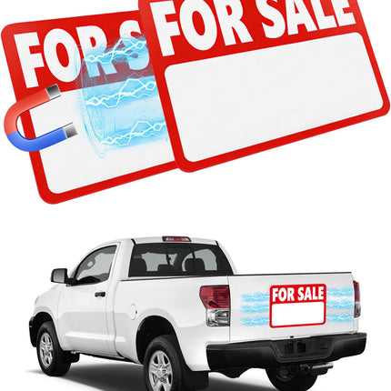 2 Pcs Magnetic FOR SALE Signs for Vehicles, FOR SALE Sign Car, Magnet Signs for Vehicles/Trunk/Yard/House/Garage, Dry Erase Sheet, Reusable, High Visibility, 12.2''*9.06'', Included 4 Extra Adhesive Pads