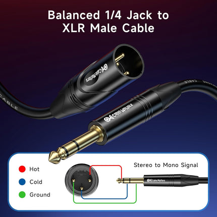 Cable Matters 6.35mm (1/4 Inch) Short TRS to XLR Cable - 3ft, Male to Male XLR to TRS Cable, Black – Not for Microphone Use