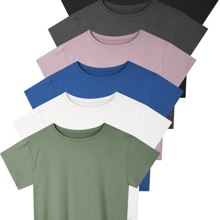 4/6 Pack Women's Crop Top Short Sleeve Athletic Workout Loose Fit