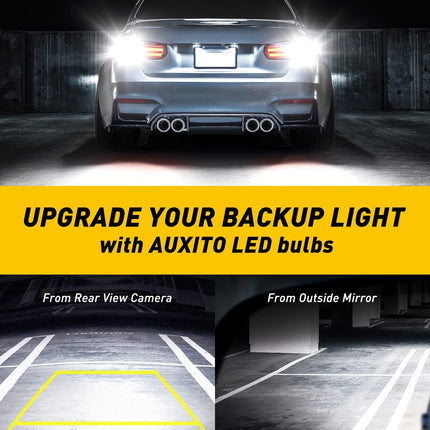 AUXITO 912 921 LED Bulb for Backup Light Reverse Lights High Power 2835 15-SMD Chipsets Error Free T15 906 922 W16W Bulbs, 6000K White, Exterior Light Bulbs (Upgraded, Pack of 2)