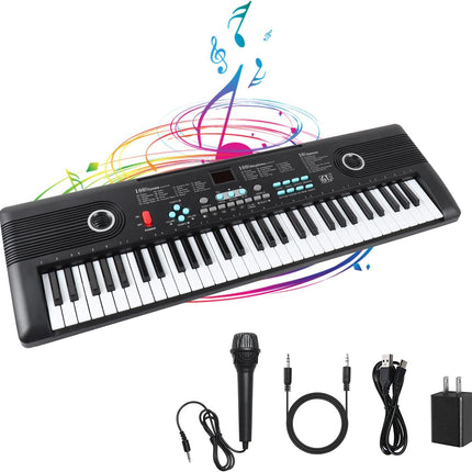 61 Keys Keyboard Piano, Electronic Digital Piano with Built-in Speaker Microphone, Portable Keyboard Gift Teaching for Beginners, Electric Piano for Kids, Birthday Gift for Children