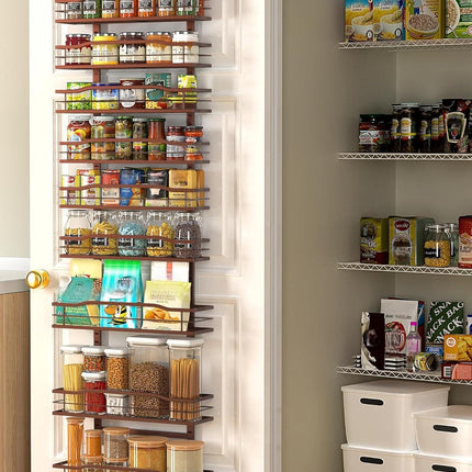 White 9-Tier Over The Door Pantry Organizer, Pantry Organization And Storage, Metal Hanging Spice Rack Shelves Door, Home & Kitchen Essentials, Laundry Room Bathroom Organization