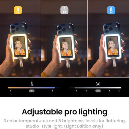 Insta360 Snap Selfie Screen with Light - 4K Magnetic Selfie Monitor Screen for Selfie, Vlogging, Compatible with iPhone & Android, Adjustable Lighting, Touchscreen Control, Wired Instant Connection