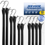 Bungee Cords with Hooks, 10 Pack, 10", 15", 21", 31", EPDM Rubber