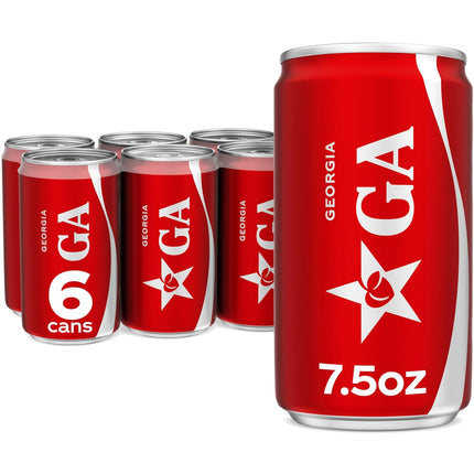 Coca-Cola Soda Soft Drink Mini Cans, 7.5 fl oz, 6 Pack