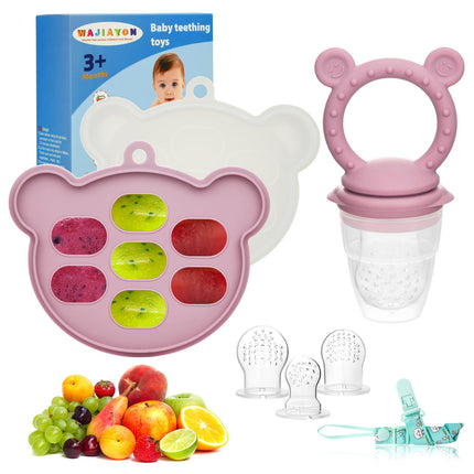 Baby Breastmilk Popsicle Molds & Baby Fruit Feeder (6 Pack), Infant Food Freezer Tray Storage Containers, Silicone Teething Pacifier Feeder and Teether for Babies,Babies Feeder