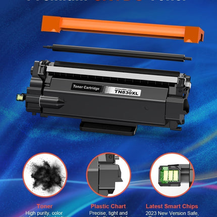 Skydo TN830XL Black High Yield Printer Compatible Toner Cartridge for TN830 TN-830 TN 830 XL Work for DCP-L2640DW HL-L2460DW HL-L2480DW MFC-L2820DW HL-L2400D HL-L2405W Printers (2 Packs)