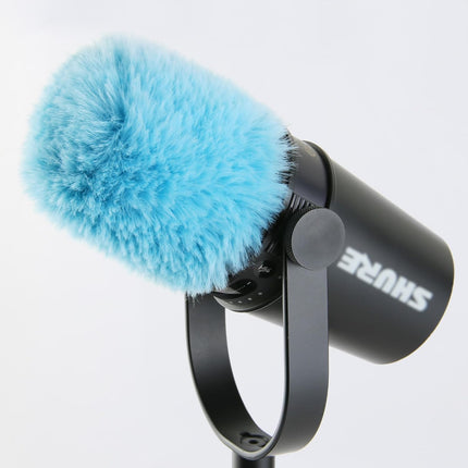 LEFXMOPHY MV7 Windscreen for SHURE MV7 MV7X Microphone Replacement Windscreen, Blue Furry Wind Muff Mic Cover