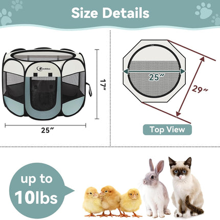 Siedihit Dog Cat Playpen, Puppy Pet Playpen Indoor for Small Dog Crate Tent Cage Outdoor, Portable Pop Up Dogs Enclosure Kennel with Carrying Case for Dogs/Cats/Rabbits(Grey, Small