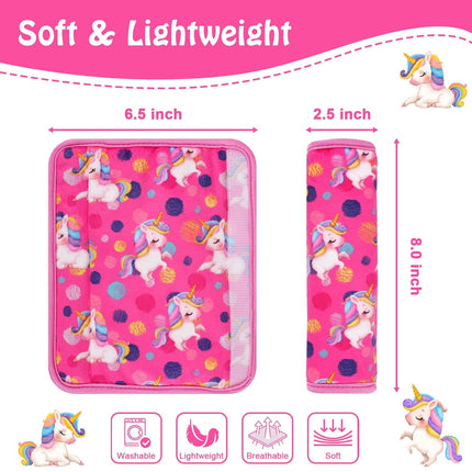 Seat Belt Covers for Kids, Double-Sided Use Shoulder Pads for Kids, Comfort Neck Strap Covers, Cute Car Seatbelt Cushion Covers for Boys Girls(2 Pack)