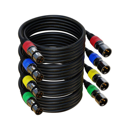 XLR Cables, XLR Microphone Cable 1.5 ft 4 Pack, Gold-Plated 3-pin XLR Speaker Cable Male to Female Balanced Mic Cable Short (1.5Foot)