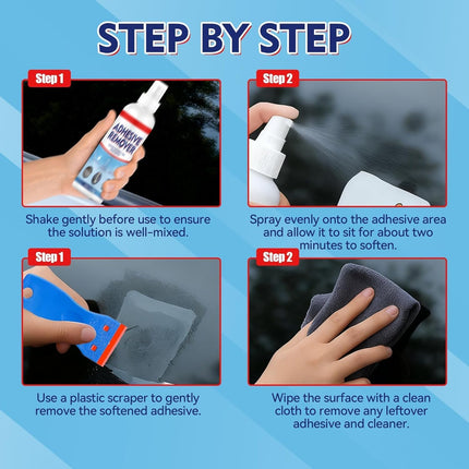 Adhesive Remover Spray, Sticker Remover Cleaning Multi-Surface Residue, Glue Remover for Tap, Decals, Glue, Chewing Gum, from Car, Windows, Glass, Plastic, Label Remover with Scraper and Towel