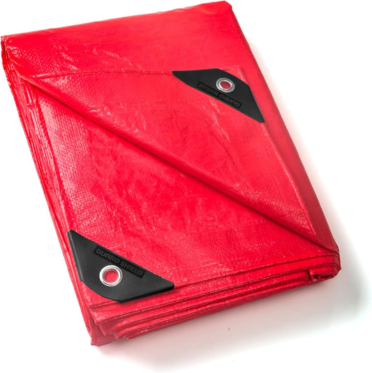 Red Tarp 10x12 Feet Tarps High Visibility Outdoor Poly Cover Lightweight 6mil