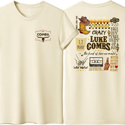Combs Retro Music Tshirt - Country Concert Outfit, Western Party Longhorn Rodeo T Shirt, Unisex Adult Size S – 2XL